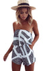Sexy Chic Striped Print Ruffle Strapless Romper